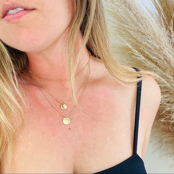 NEW NORDSTROM REVOLVE Gold Disc Multi Strand Layering Choker Necklace Jewelry - Picture 3 of 7